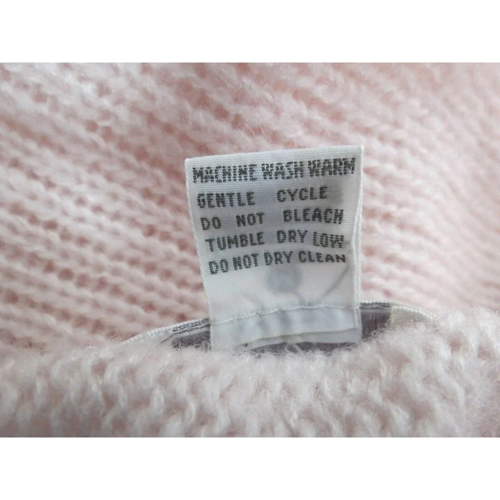 Vintage Light Pink Dolman Sleeve Textured Sweater V-Neck Size Medium